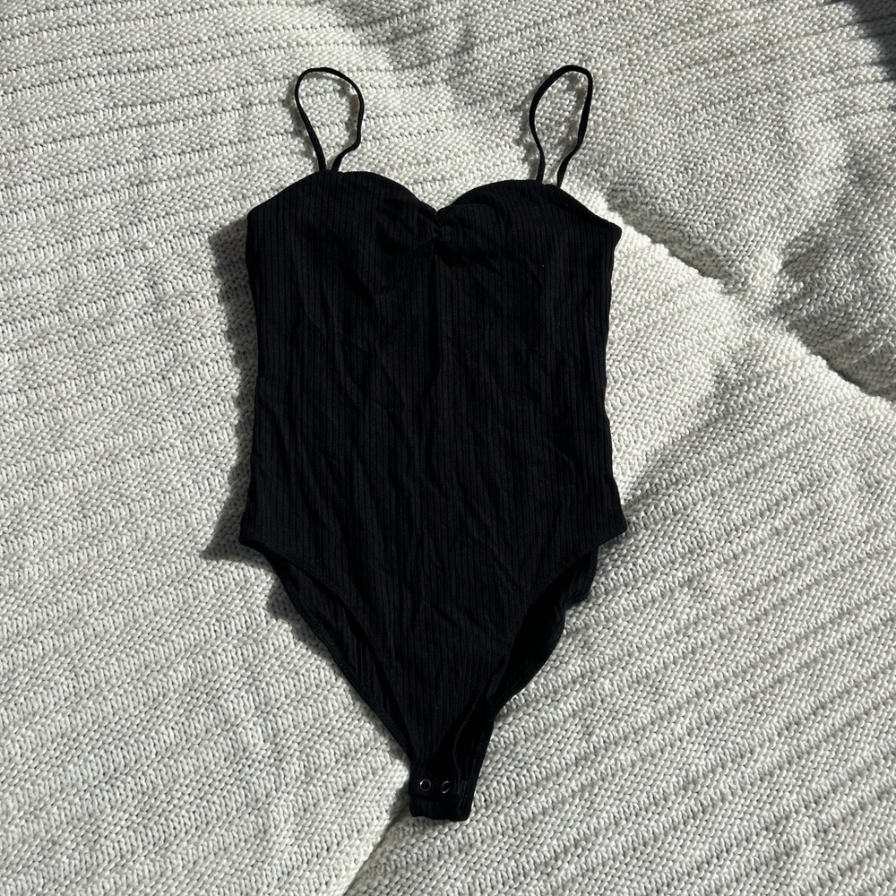 Forever 21, Black Ribbed Bodysuit, Size S